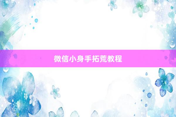 微信小身手拓荒教程