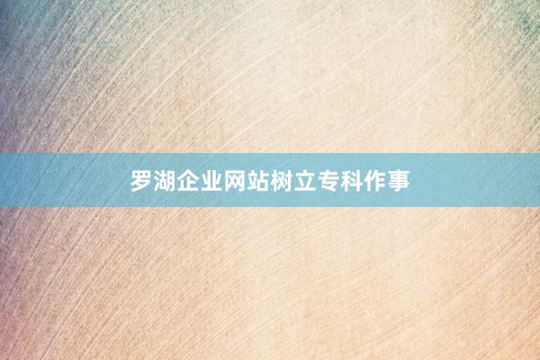罗湖企业网站树立专科作事